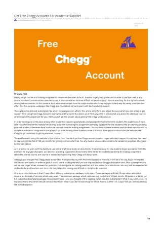 Get Free Chegg Accounts For Academic Support creativesavantz