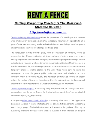 Temporary Fencing Hire Melbourne