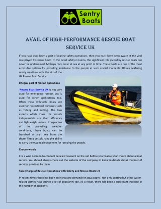 Avail of High-Performance Rescue Boat Service UK