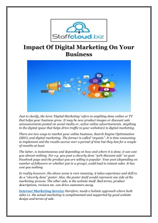 Impact Of Digital Marketing On Your Business