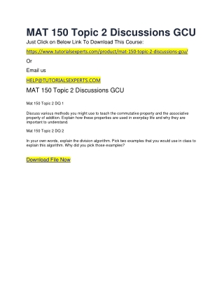 MAT 150 Topic 2 Discussions GCU