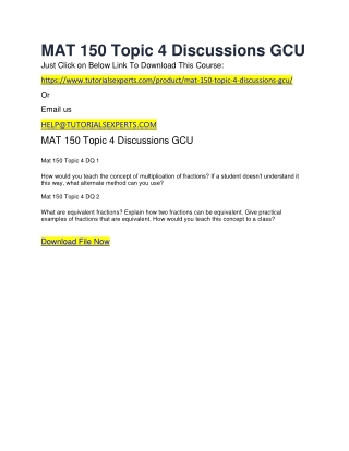 MAT 150 Topic 4 Discussions GCU