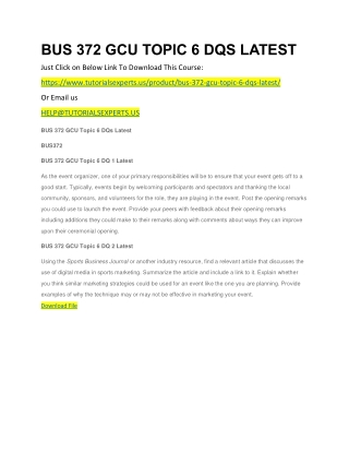 BUS 372 GCU TOPIC 6 DQS LATEST
