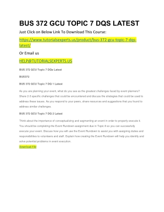 BUS 372 GCU TOPIC 7 DQS LATEST