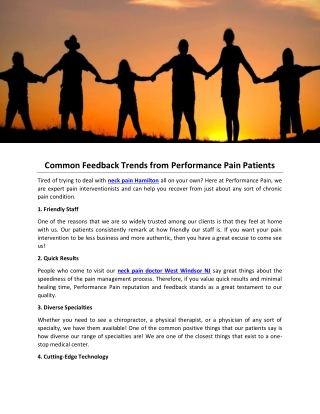 Common Feedback Trends from Performance Pain Patients