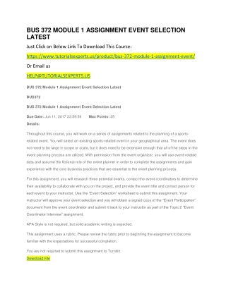 BUS 372 MODULE 1 ASSIGNMENT EVENT SELECTION LATEST