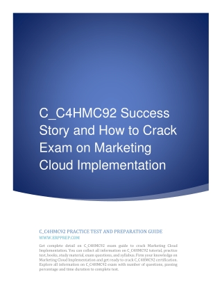 C_C4HMC92 Success Story and How to Crack Exam on Marketing Cloud Implementation