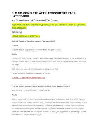 ELM 200 COMPLETE WEEK ASSIGNMENTS PACK LATEST-GCU