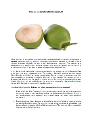 What are the benefits of tender coconut?