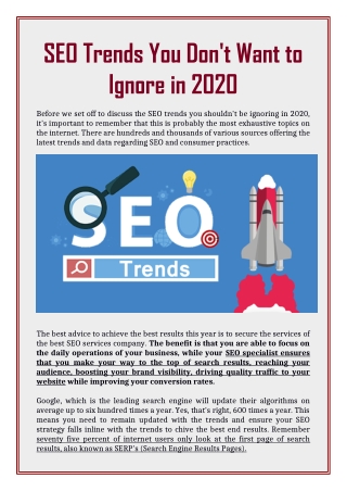 SEO Trends You Don't Want to Ignore in 2020