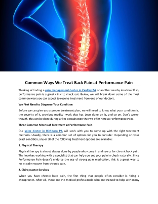 Common Ways We Treat Back Pain at Performance Pain