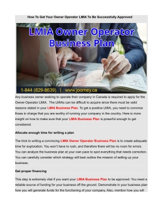 How To Get Your Owner Operator LMIA To Be Successfully Approved