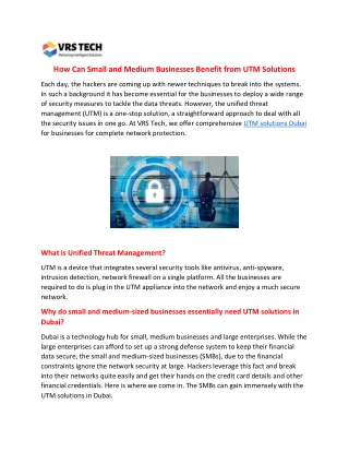 How Can Small and Medium Businesses Benefit from UTM Solutions in Dubai