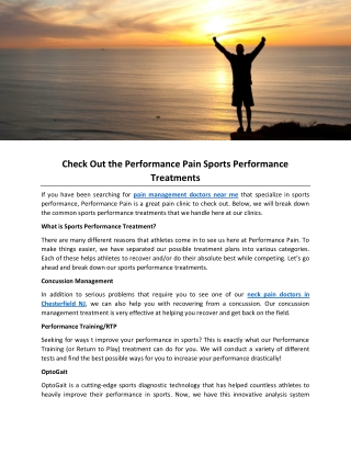Check Out the Performance Pain Sports Performance Treatments