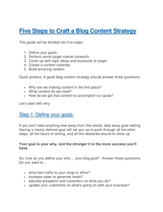 Five Steps to Craft a Blog Content Strategy
