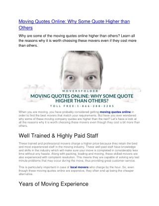 Moving Quotes Online: Why Some Quote Higher than Others