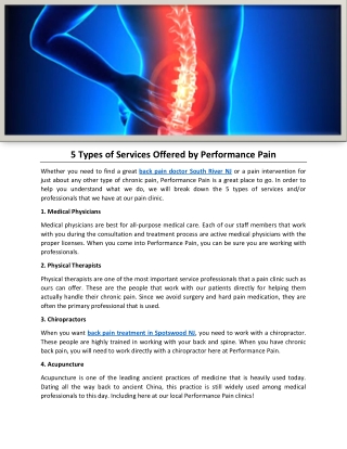 5 Types of Services Offered by back Performance Spine & Sports Medicine