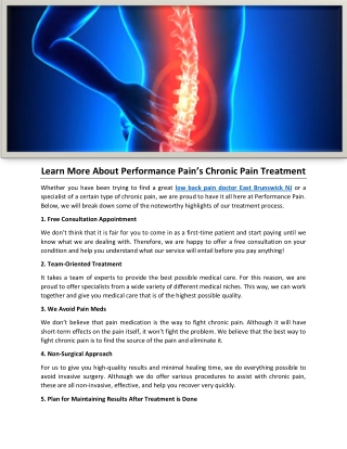 Learn More About Performance Pain’s Chronic Pain Treatment