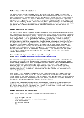 Railway Sleepers Market Structure Analysis for the Period 2019 - 2029