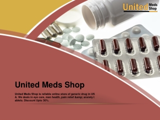 Buy Generic Drug Online In USA | Discount Upto 30% | United Meds Shop