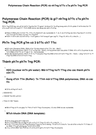 Polymerasa Chain Reaction (PCR) và các bước của phản ứng PCR