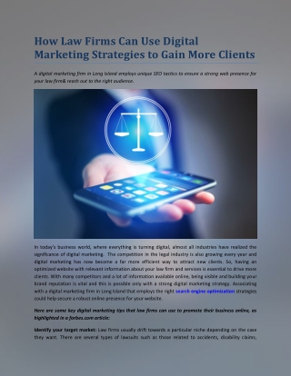 How Law Firms Can Use Digital Marketing Strategies to Gain More Clients