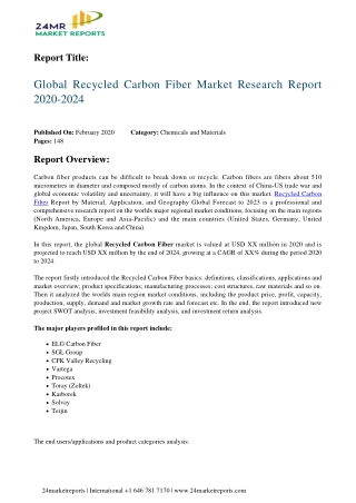 Recycled Carbon Fiber Market Research Report 2020-2024