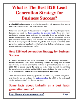What is The Best B2B Lead Generation Strategy for Business Success