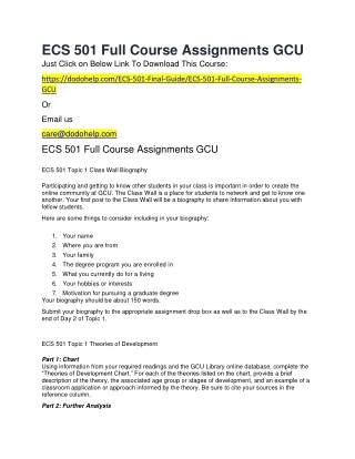 ECS 501 Full Course Assignments GCU