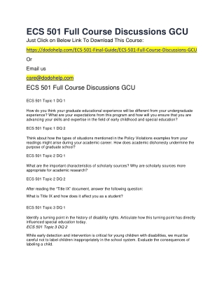 ECS 501 Full Course Discussions GCU