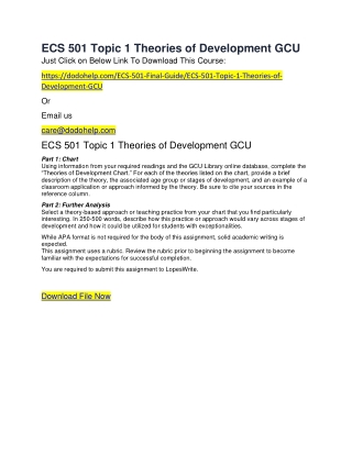 ECS 501 Topic 1 Theories of Development GCU