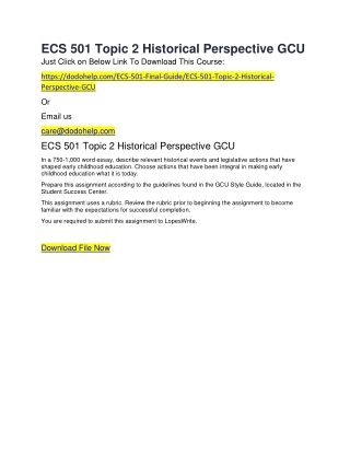 ECS 501 Topic 2 Historical Perspective GCU