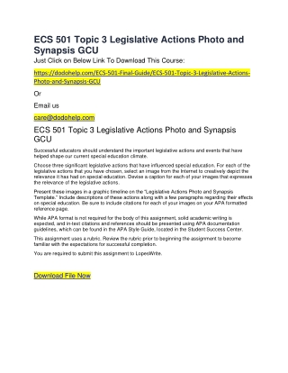 ECS 501 Topic 3 Legislative Actions Photo and Synapsis GCU