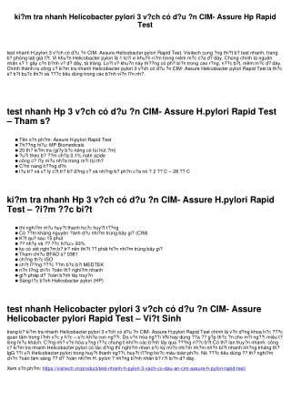 test nhanh Hp 3 vạch có dấu ấn CIM- Assure Hp Rapid Test