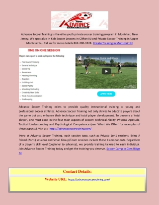 Hire Private Advance Soccer Training in Montclair NJ