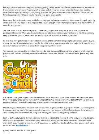 Investing In A Xbox Game? Appearance On this page Initially For Several Superb Advice
