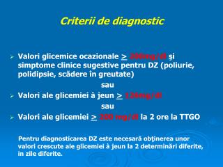 Criterii de diagnostic