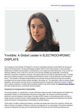 Ines Henriques | Ynvisible | Global Leader-ELECTROCHROMIC DISPLAY