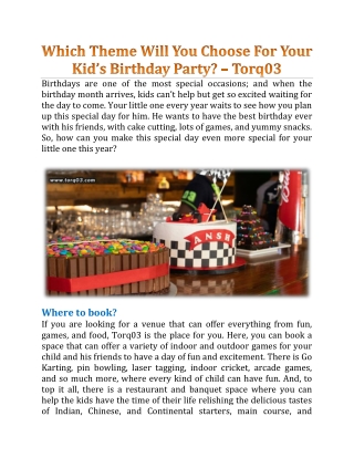 Which Theme Will You Choose For Your Kid’s Birthday Party? - TORQ03