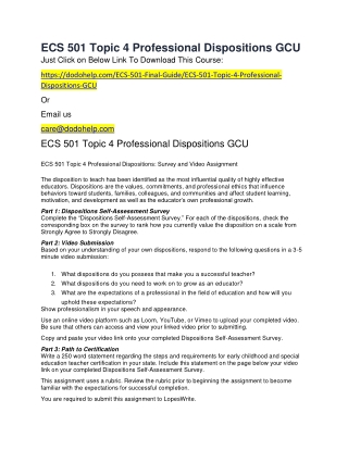 ECS 501 Topic 4 Professional Dispositions GCU