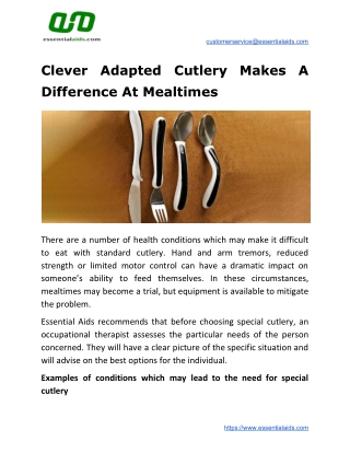 Clever Adapted Cutlery Makes A Difference At Mealtimes