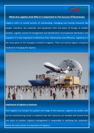 What Are Logistics And Why It Is Important In The Success Of Businesses