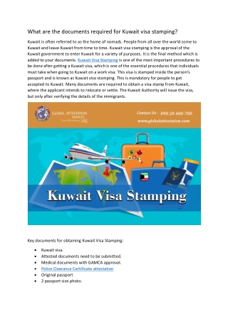 What are the documents required for Kuwait visa stamping?