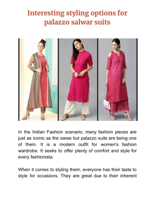 Styling Options for Palazzo Salwar Suits