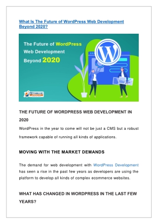 What Is The Future of WordPress Web Development Beyond 2020?