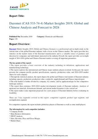 Dazomet CAS 533 74 4 Analysis, Growth Drivers, Trends, and Forecast till 2024