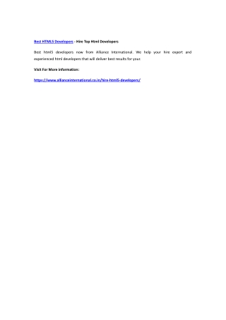 Best HTML5 Developers - Hire Top Html Developers