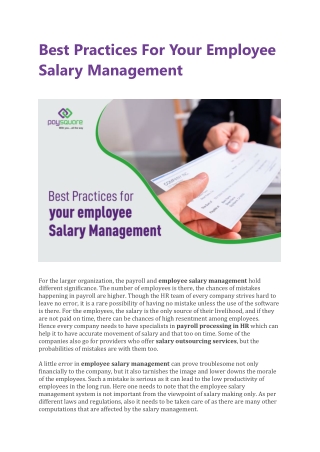 Best Practices For Your Employee Salary Management
