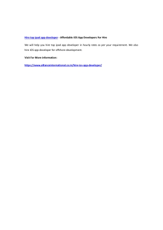 Hire top ipad app developer - Affordable iOS App Developers For Hire