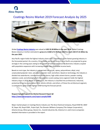 Coatings Resins Market 2019 Forecast Analysis by 2025